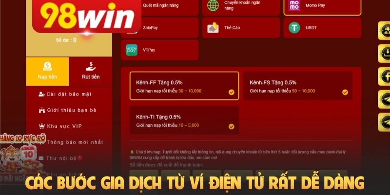 Các bước gia dịch từ ví điện tử rất dễ dàng