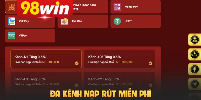 Đa kênh nạp rút miễn phí