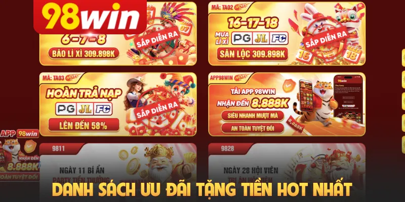 Danh sách ưu đãi tặng tiền hot nhất