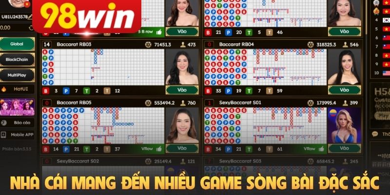 Nhà cái mang đến nhiều game sòng bài đặc sắc
