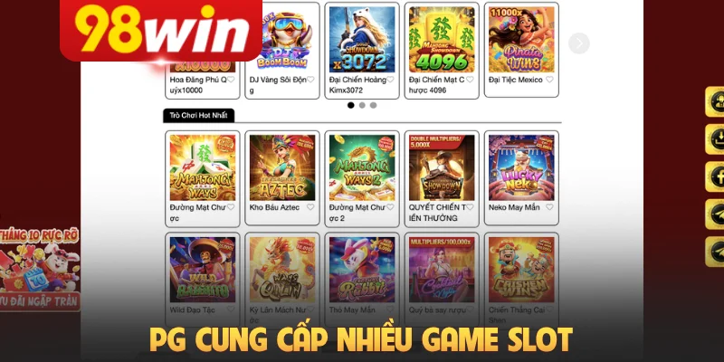 PG cung cấp nhiều game slot