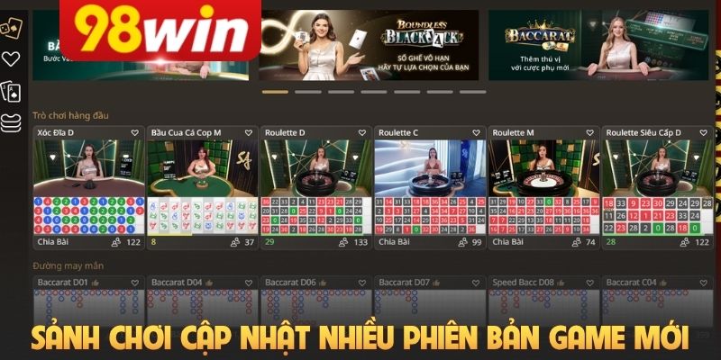 Sảnh chơi cập nhật nhiều phiên bản game mới